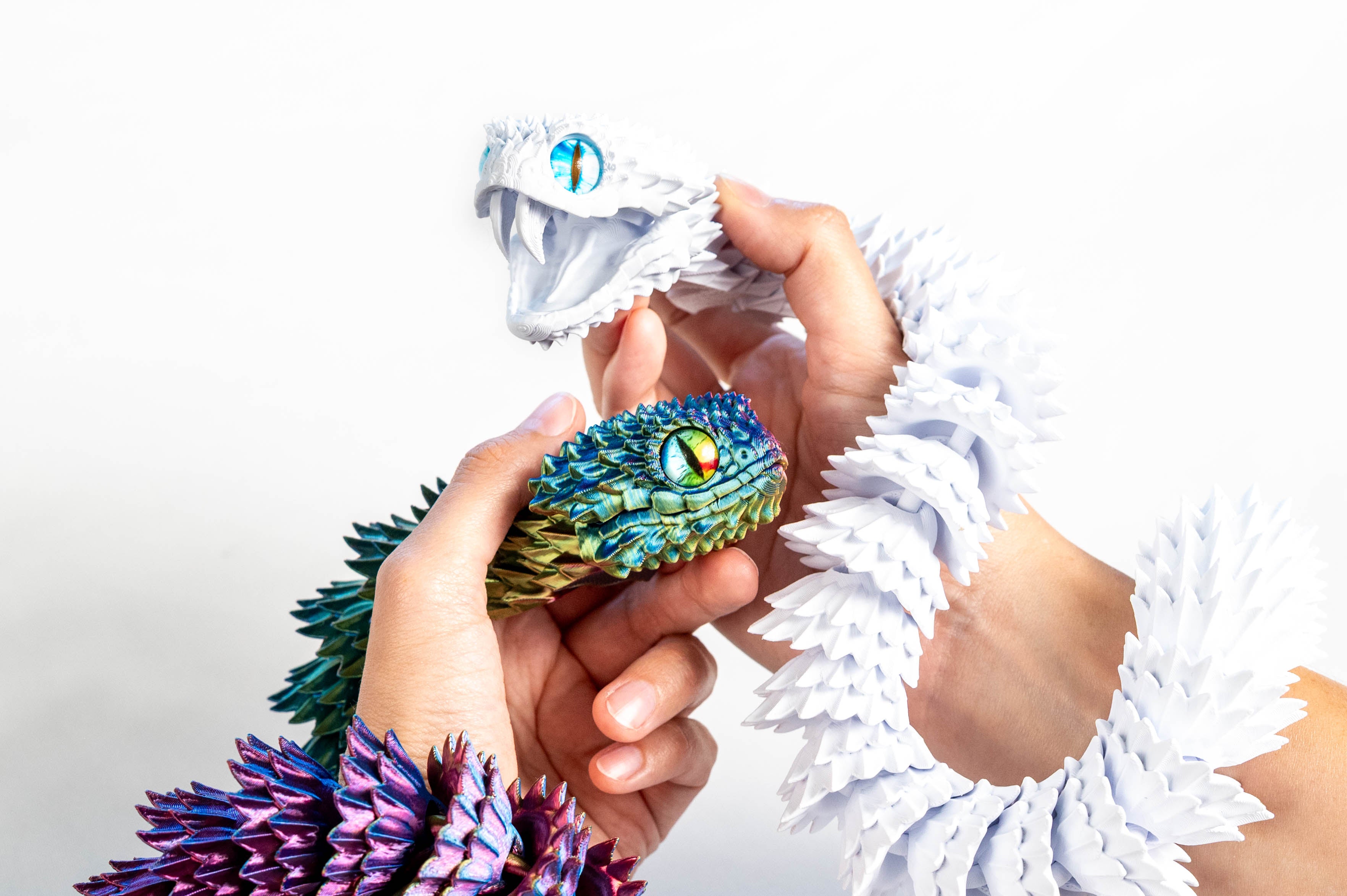 Bush Viper 3D Printed Snake Toy - Articulated Snake With Fangs