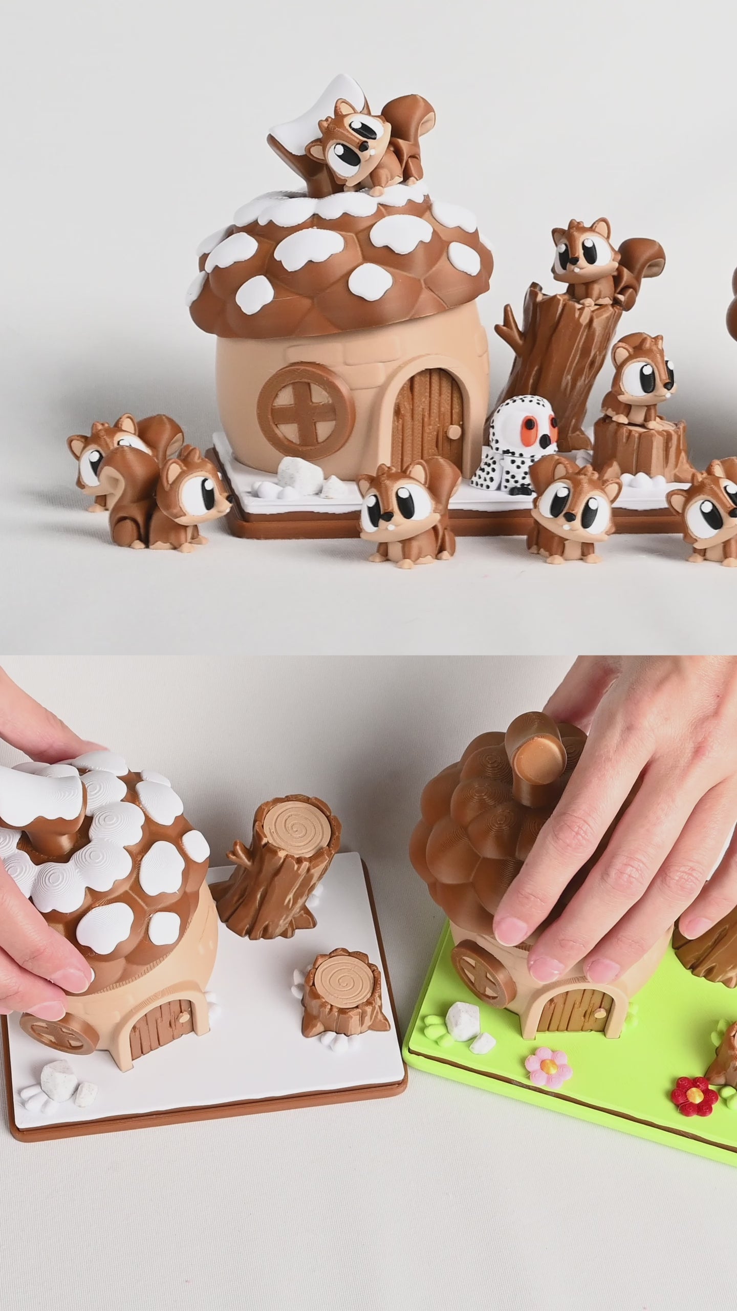 Load video: Video showcasing the summer and winter squirrel sets fidget toys